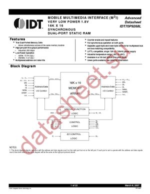 IDT70P9268L50BYGI8 datasheet  